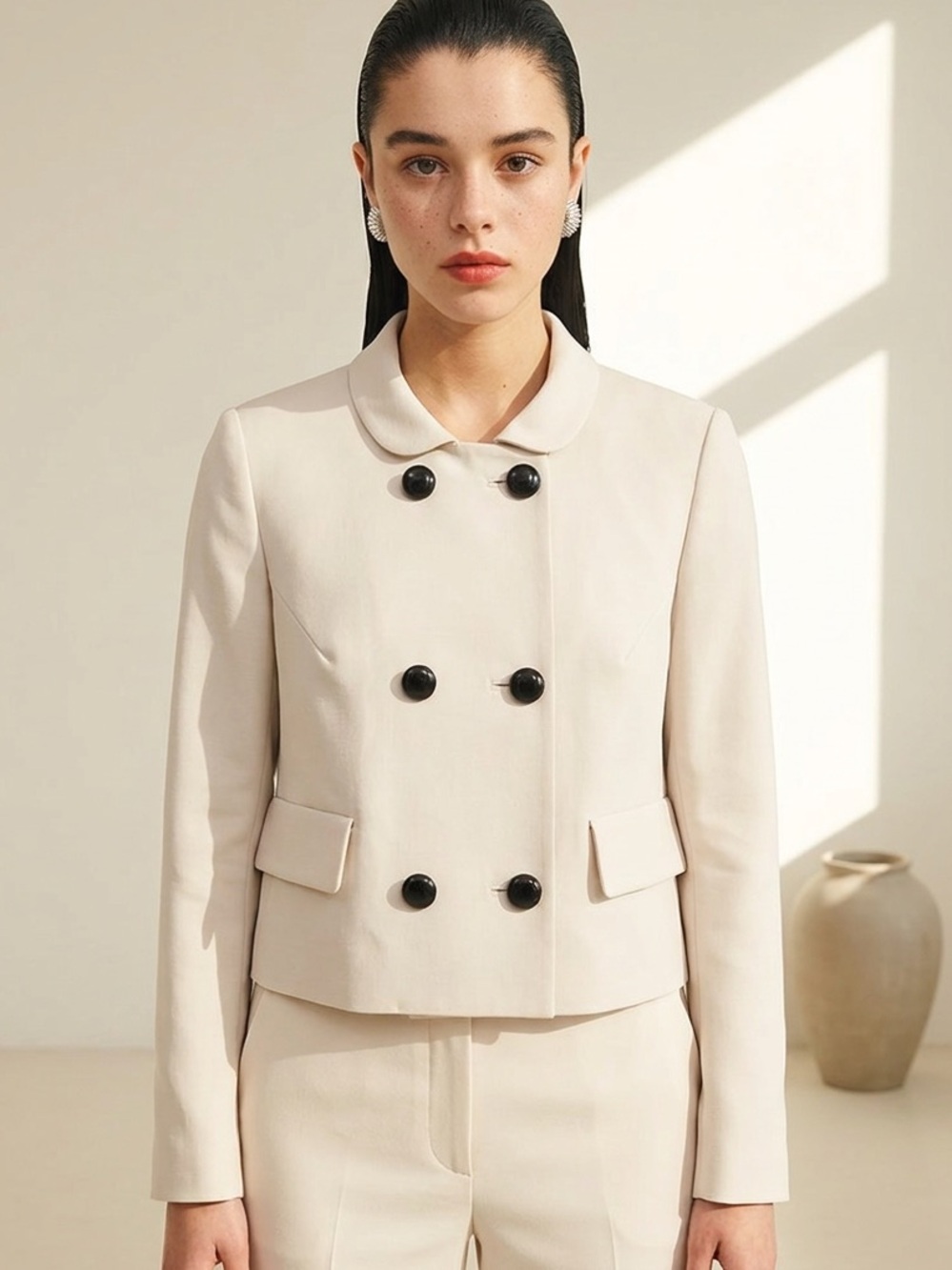 Giorgio Armani Women's Cream Double-Breasted Jacket